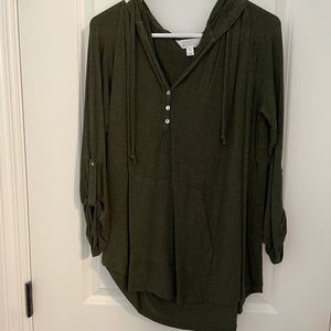 Hooded Henley Rolled Sleeve